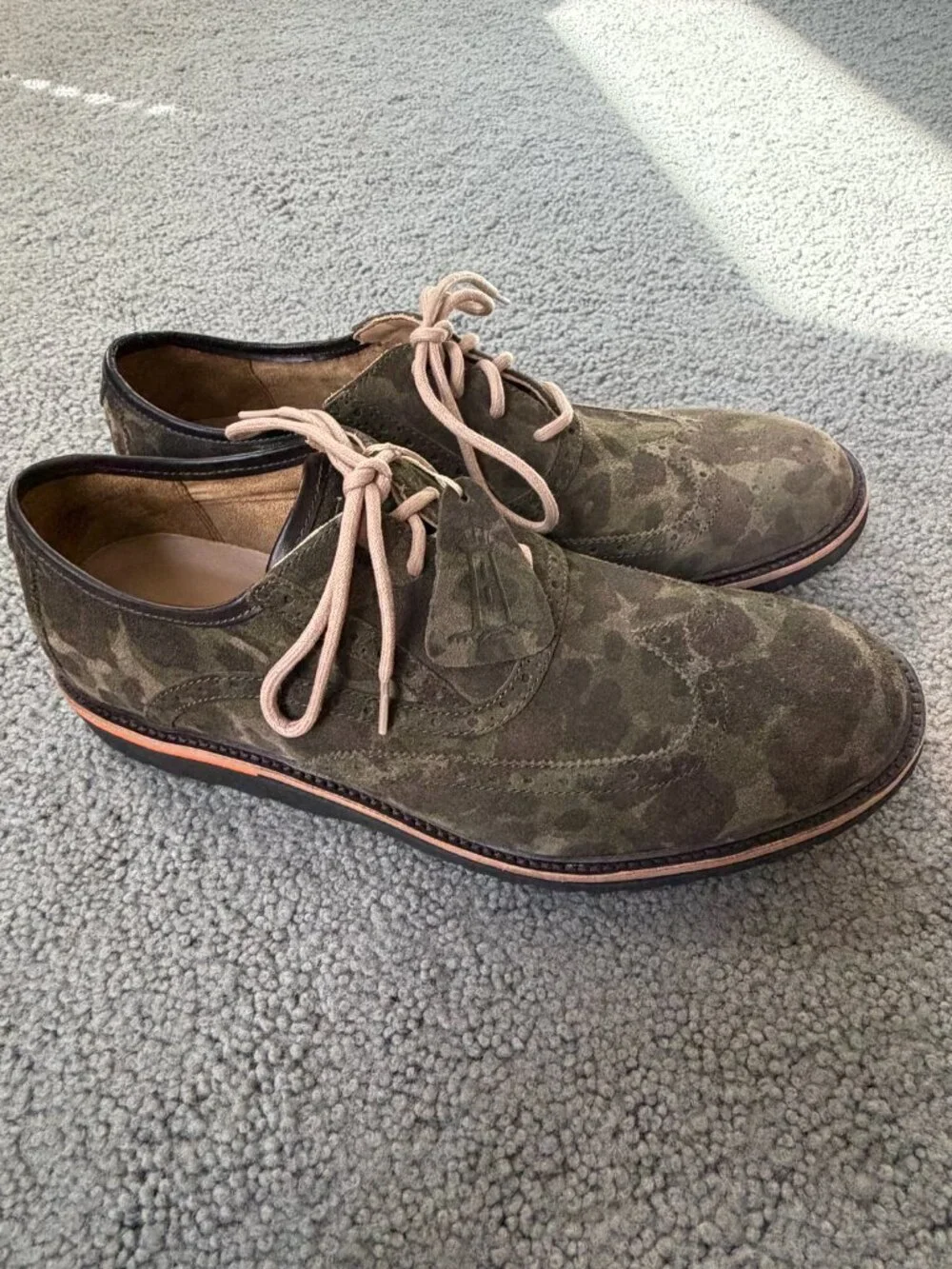 Rockport Green Camo Suede Leather Dress Oxfords - Men's Size 12 - New with Tags